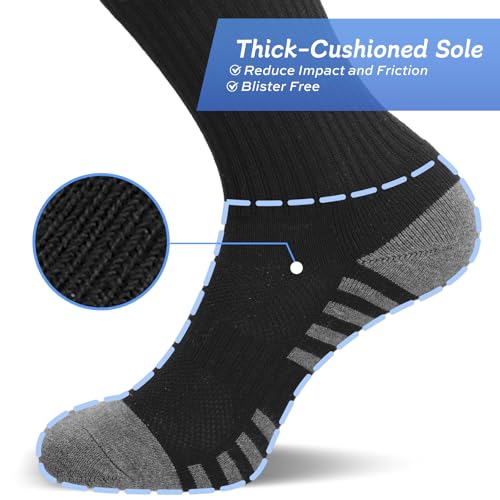 GRAPMKTG 6 Pack Cotton Crew Athletic Socks Men Women Cushioned Boot Work Socks Moisture Wicking Hiking Running Sports Socks3