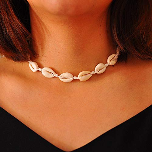 Starain 2Pcs Shell Necklace Anklet for Women Handmade Adjustable Puka Beach Shell Necklace Set2