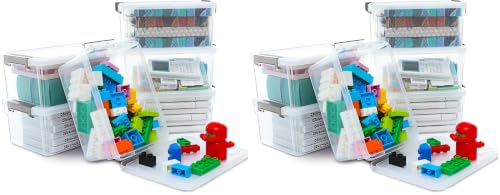 Image of Small Storage Bins with Lids 3.2 QT Plastic Storage Containers for Organizing Stackable Clear Storage Boxes,Clear White(12 Packs)