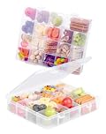 2 Pcs Kids Travel Snack Box - Plane Snack Organiser with 40 Removable Grids Compartments & Dividers for Chocolates, Potato Chips, Nuts, Cookies, Candies, Fruits