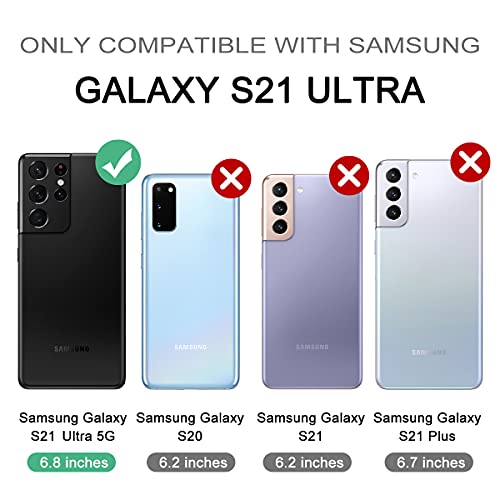 Image of Dexnor for Samsung Galaxy S21 Ultra Case, [Built in Screen Protector and Kickstand] Heavy Duty Military Grade Protection Shockproof Protective Cover for Samsung Galaxy S21 Ultra 5G, 6.8 inch Black