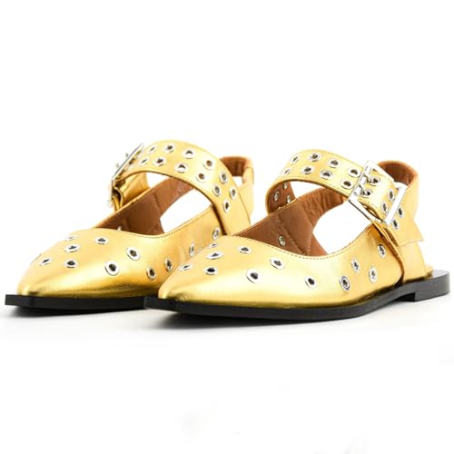 Slingback Flats for Women with Pointed Toe Adjustable Strap Comfortable and Casual Design Ideal for Dress Occasions with Stylish Grommet Details4