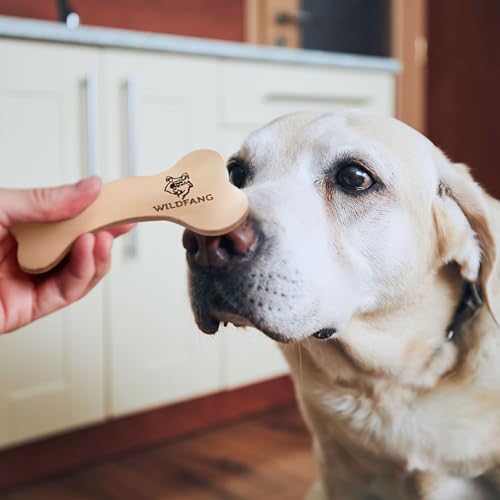 Wildfang® Leder Kauknochen Hund, Größe M – zahnpflege Hund, Hundespielzeug, kauspielzeug & kauknochen Welpen – für mittlere Hunde (10–15 kg), 1 Stück