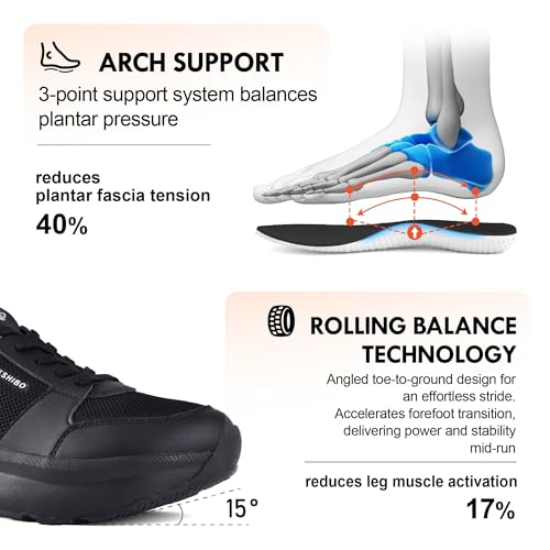 JACKSHIBO Slip in Women Hands Free Shoes Wide Toe Box Slip On Walking Athletic Tennis Sneakers Arch Support Plantar Fasciitis Orthopedic Width Shoes Cushion Thick Zero Drop Sole with Metatarsal Pad4