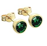 Außendurchmesser: 5,5mm NKlaus Paar Ohrstecker Gold 333er 5,50mm dunkelgrün Zirkonia Damen Herren Kinder 6718
