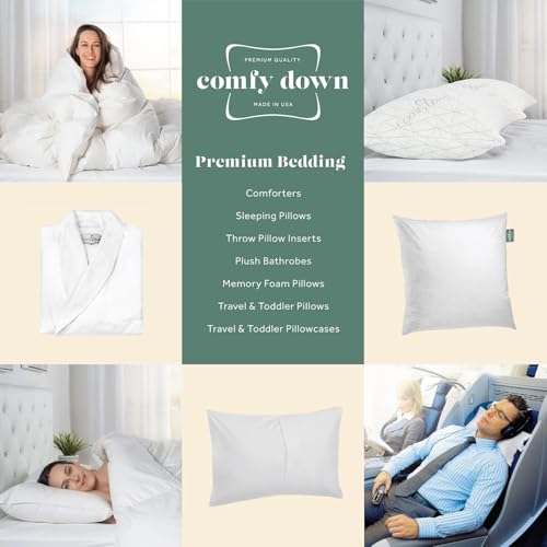 Image of ComfyDown 14x16 Throw Pillow Insert, Down & Feather Fill, 100% Cotton Cover, Made in USA - Premium Soft Decorative Pillow Form Sham Stuffer for Bed, Sofa & Couch