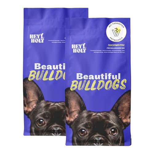 HEY HOLY Premium Trockenfutter für Bulldoggen 100% getreidefrei | 14kg hypoallergenes Hundefutter für ausgewachsene Bulldoggen mit Lachs | Hochverträglich aus natürlichen Zutaten