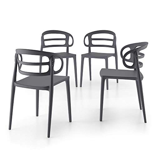 MOBILI FIVER, Lot de 4 Chaises de Cuisine Modernes Carlotta, Gris, 51 x 49 x 78 cm