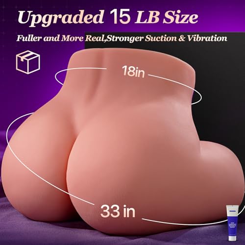 Image of BIG SHOCKED Realistic Butt Masturbator Sex Toys for Men, 10 Sucking & 10 Vibrating Sex Doll Pocket Pussy 15LB USB Rechargeable Full-Form Sex Dolls Male Sex Toy Waterproof Adult Toys Storker