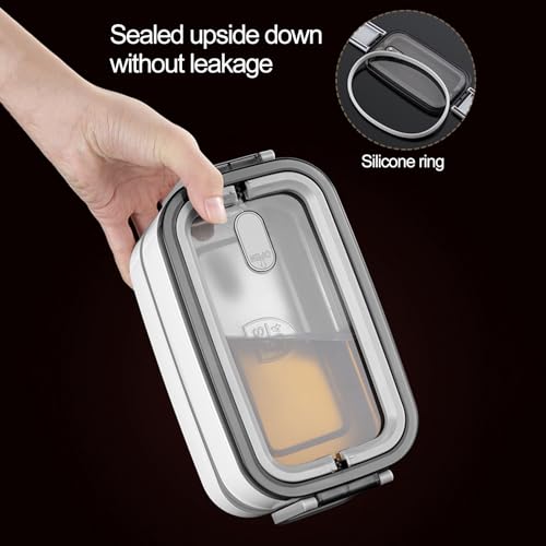 Contenedor de alimentos aislado de acero inoxidable portátil de 2 capas 8