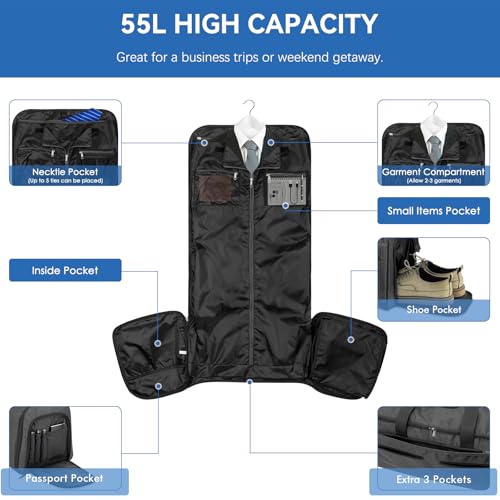 Bukere 55L Water-Resistant Garment Duffel