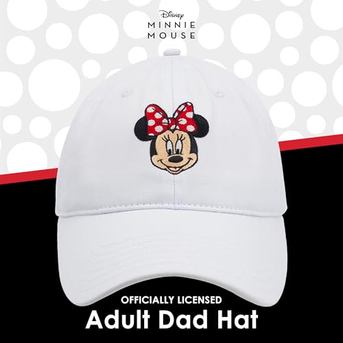 Image of Disney Minnie Mouse Dad Hat, Cotton Adjustable Baseball Cap with Curved Brim