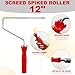 12 Inch Latex Floor Self Leveling Screed Spiked Roller for Epoxy Floor, 2 Pcs Screed Compound Roller Cover with Frame for Cement Concrete Paint