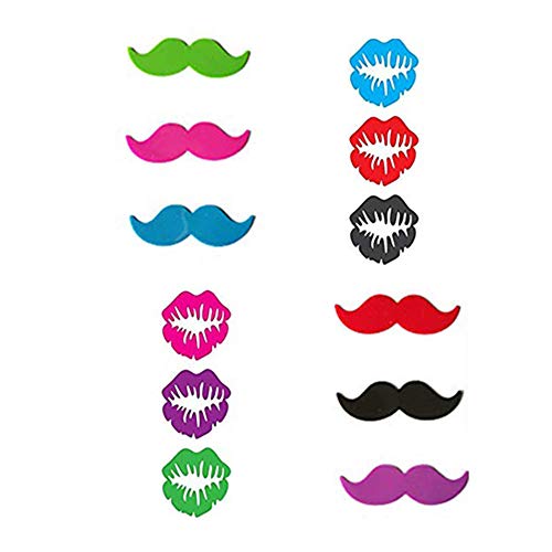 Wein Leben Drink Glasmarkierer Lippen und Bart-Stil 12er Set Cover