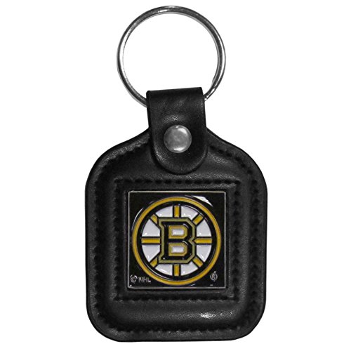 NHL Siskiyou Sports Fan Shop Boston Bruins Square Leather Key Chain One Size Black