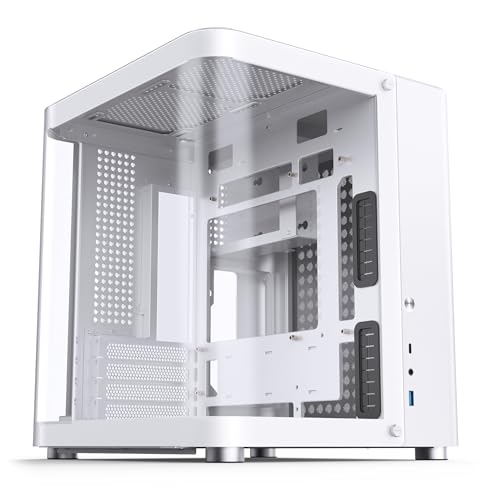 Jonsbo TK-1 2.0 Micro-ATX Case PC Bianco – Mini-Tower con design a doppia camera, vetro temperato, supporto per radiatore da 240 mm e USB-C