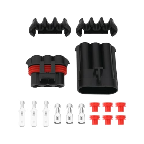 Be In Your Mind 1 Set of 3 Pin ATV Stator Seal Connector Repair Harness Kit Waterproof Plug Socket Kit for Marine Appliance Industrial with Terminals Sealed 10/12 AWG