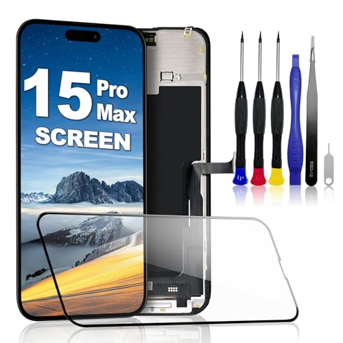 PartageFix - PartageFix Écran pour iPhone 15 Pro Max – Kit de Remplacement d'Écran LCD 6,7" FHD + Digitizer Tactile + Cadre – Compatible Modèles A2651/A2893/A2896/A2895/A2894(True Tone Programmable)