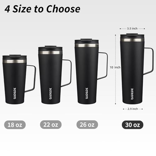 Image of BJPKPK 30oz Insulated Tumbler with Handle, Lid & Straw, Stainless Steel