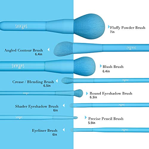 Makeup Brush Set for Powder, Contour, Blush, Eyeshadow, Eyeliner, Blending, Precise, Premium Synthetic Makeup Brush Christmas Gift Set of 8, Blue