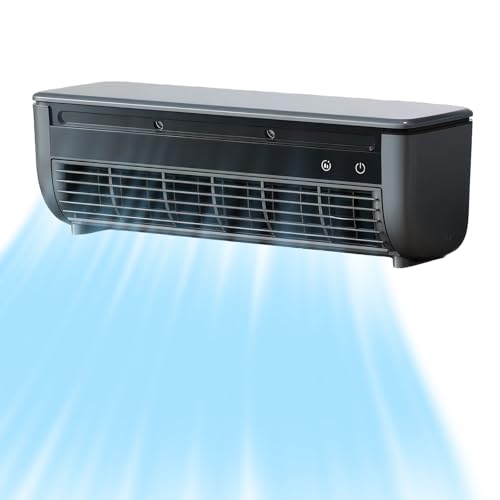 Portable wireless air conditioner Fan, No‑Drill Wall AC Unit Fan for Bedroom & Kitchen, Wireless Charging Air Conditioner Fan with 6000 mAh Rechargeable Battery, 10s Instant Cooling & 3‑Speed (Black)