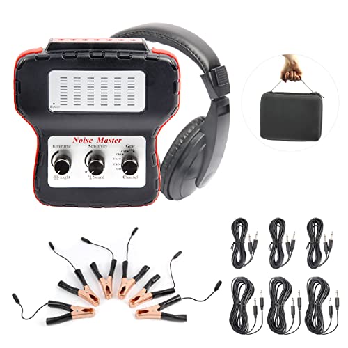 Chassis Ears Automotive Electronic Stethoscope 6 Channel Car Engine Noise Detector Sound Finder Tool with Headphones, Adjustable Sensitivity Mechanic Stethoscope with 16.4FT Extension Cables & Handbag