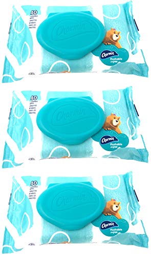 Charmin Flushable Wipes, 40 Count (Pack of 3)