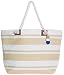 Beach Bag By Pier 17 - Beach Tote Bag withTop Zipper Closure, Cotton Rope Handles, 2 Inner Pocket, Built-In Inner Backing for Extra Durability - L20 xH15 xW6 (Beige - White)