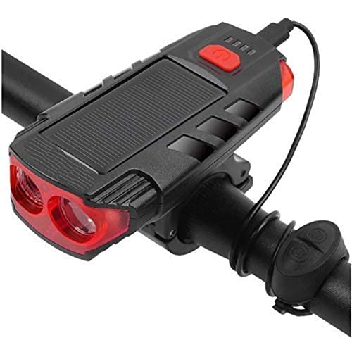 Lista Bicycle Horn 2 Eyes Front Light Solar with USB Charging Battery Bike Light with Back Lights