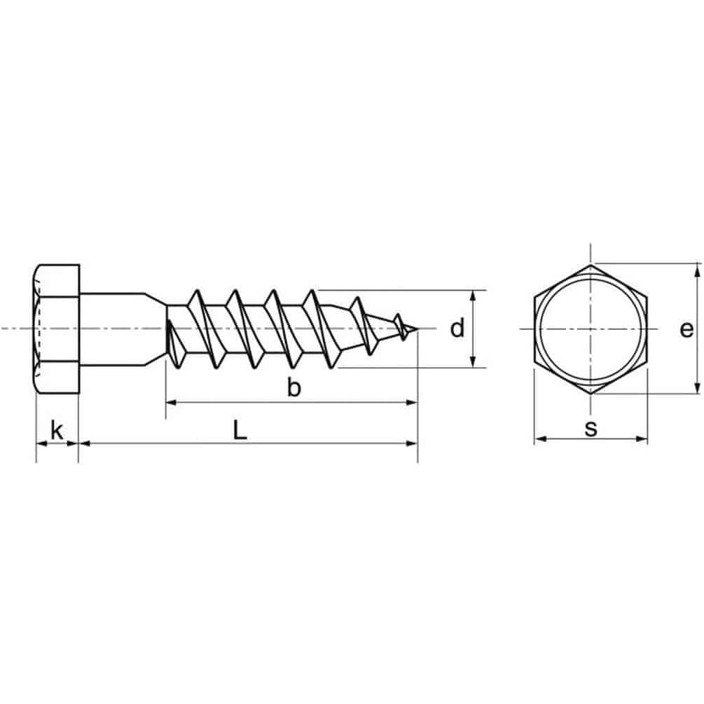 25 Vis à Bois Tête Hexagonale Tirefond 10 x 200 mm - DIN 571 - NFE25-607 - UNI 704 - Inox A2 - D-Work