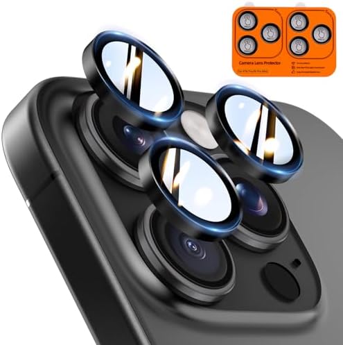 TOCOL für iPhone 16 Pro Max / 16 Pro Kameraschutz, 2 Sets, Schwarz | Einfache Montage, Ultra HD Camera Cover, 9H Stoßfest Kratzfest, Hüllenkompatibel, Kameraschutz für iPhone 16 Pr