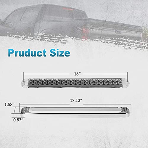 Partsam 2Pcs 17 Inch Red Led Truck Trailer Tail Light Bar 40 Led Clear Lens, Clear Red 17" Sealed Led Waterproof Stop Turn Tail Brake S/T/T Clearance Marker Identification 3Rd Third Brake Light Bar #TOP5