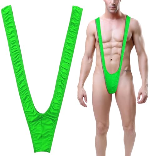 VemeFufu Tanga Manquíni Borat fato de banho homem sexy suspensão V Sling de banho fato de festa biquíni String para homens Beachkini praia Natal Halloween, 1 embalagem A. Verde
