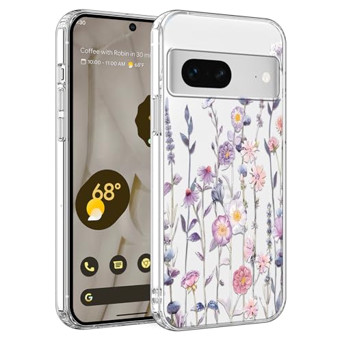 lioscre for Google Pixel 7 5G 6.3'' Case Aesthetic Purple Flower Cases