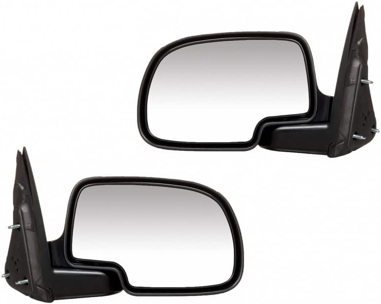 For Chevy Silverado 1500 HD 2001-2006 Door Mirror Driver and Passenger Side | Pair | Manual | Non-Heated | Textured | w/Chrome Cover Folding | GM1320208, GM1321208 | 25876714, 25876714-PFM, 15037958