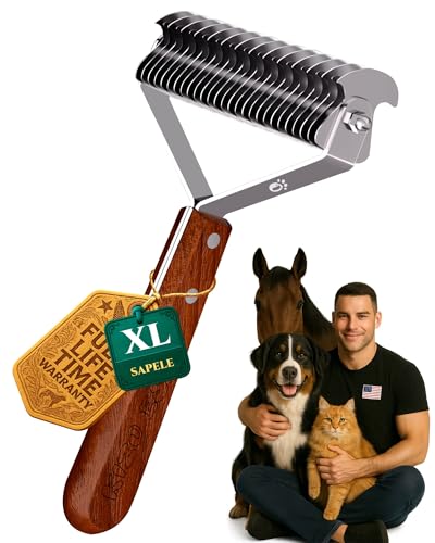 Extra Large 2-Sided Undercoat Rake for Dogs & Cats, Dog...