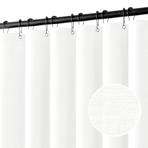 MIULEE Linen Shower Curtain with 12 Metal Hooks Modern Heavy
