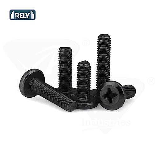 Image of Rely⇒VP INDUSTRIES (Pcs-25) M6x30 mm JCB Philips Flat Head Screw Black Zinc Finish | Flat Head Furniture Bolt Crib Bunk Bed Furniture Cot, Barrel Bolt, High Tensile Carbon Steel 10.9 Grad