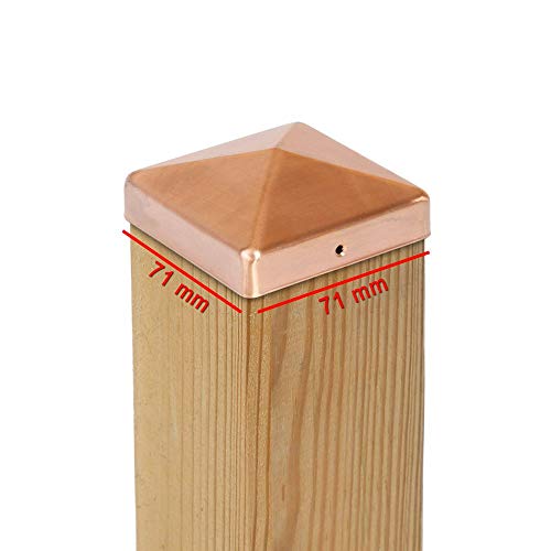 7 x PFOSTENKAPPE PYRAMIDE KUPFER 71 x 71 MM