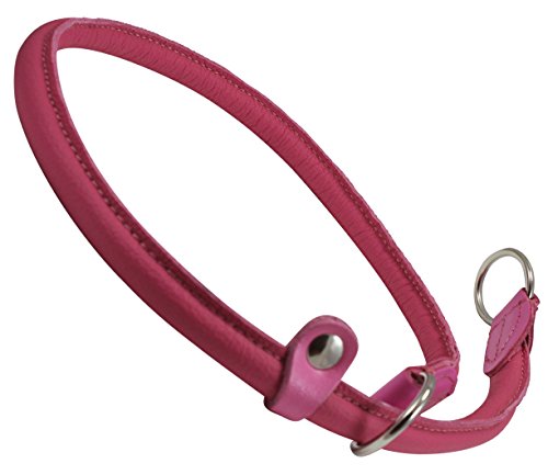 Collier étrangleur rond en cuir rose de 50,8 cm pour chiens - 4