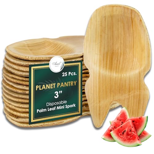 Planet Pantry Disposable Palm leaf Cutlery Wooden Bamboo-Like Paper and Plastic Alternative Eco-Friendly for Food, Party, Buffet (3