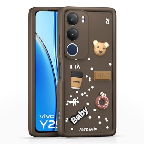 Image of Pikkme Back Cover for Vivo Y29 5G / Vivo Y19s 5G | Cute Fun Cartoon 3D Bear Silicone Full Body Protection Bumper Case (Brown)