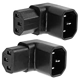 2 Pezzi Cavo Alimentazione Angolato IEC320 C14 a IEC C13, 90°Giù 10A 250V, PVC, 3 Poli, per PC, Armadi PDU, Stampanti, Pentola Riso ed Elettrodomestici