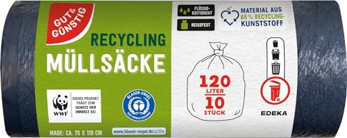 Sacchetti per la Spazzatura Buono e conveniente, 120 Litri di Edeka, 10 Pezzi.