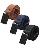 AWAYTR Toddler Boy Kids Buckle Belt - Adjustable Elastic Child Silver Buckle Belts, 3 Pieces (Black Buckle- Black/Navy blue/Brown)