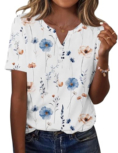 Zeagoo Womens Summer Tops Casual Short Sleeve V Neck Shirts Business Dressy Work Blouses