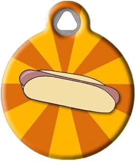 Dog Tag Art Hot Dog Custom Pet ID Tag for Dogs and Cats, Silent Polymer Coated Stainless Steel Nametag with Customized Identification Information - Large 1.25