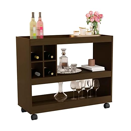 Aparador Bar Com Rodizios 4050 Cor Canela