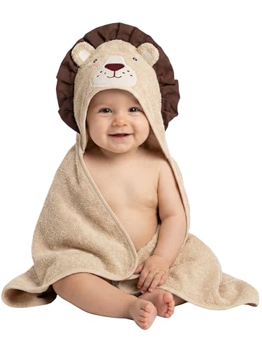 o-day Accappatoio Neonato a Triangolo in Spugna Puro Cotone 100% con Cappuccio Animale Asciugamani Neonato Super Assorbenti e Lavabili 75x75cm (Beige Sabbia -...