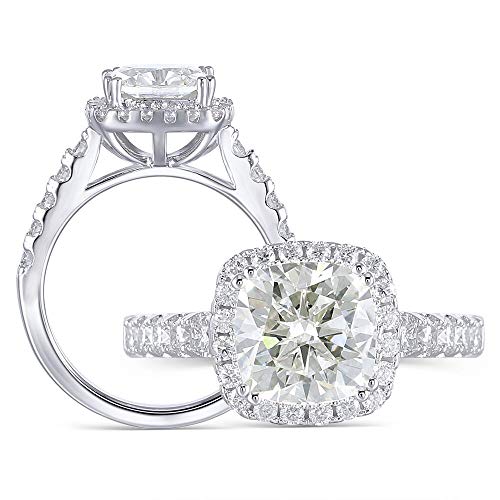 Preisvergleich Produktbild DovEggs - Sterling-Silber 925 Platiniertes Silber Kissenschliff Moissanit